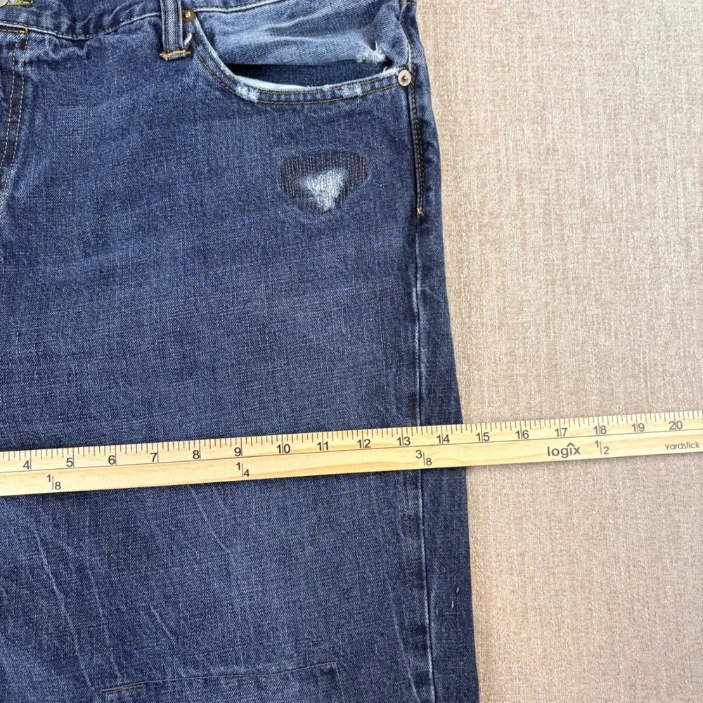 Polo Ralph Lauren Mens Hampton Relaxed Straigh Distressed Blue Jeans 44x30